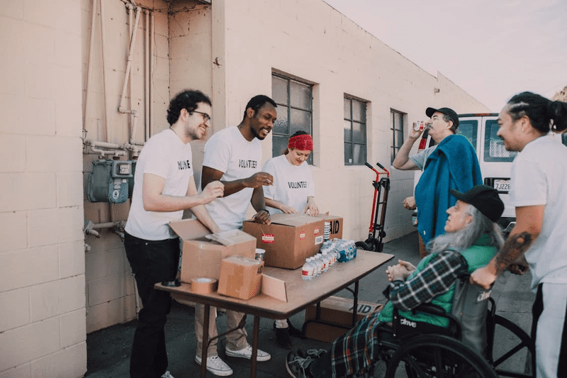 a group of people doing fundraising